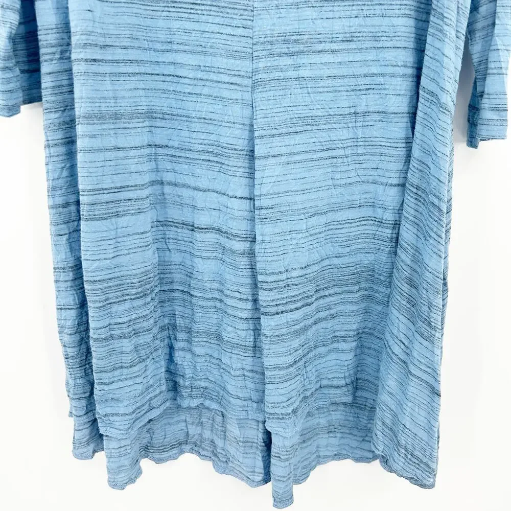 Comfy USA Womens Lounge Heathered Lagenlook 3/4‎ Sleeve Tunic Dress Size M Blue